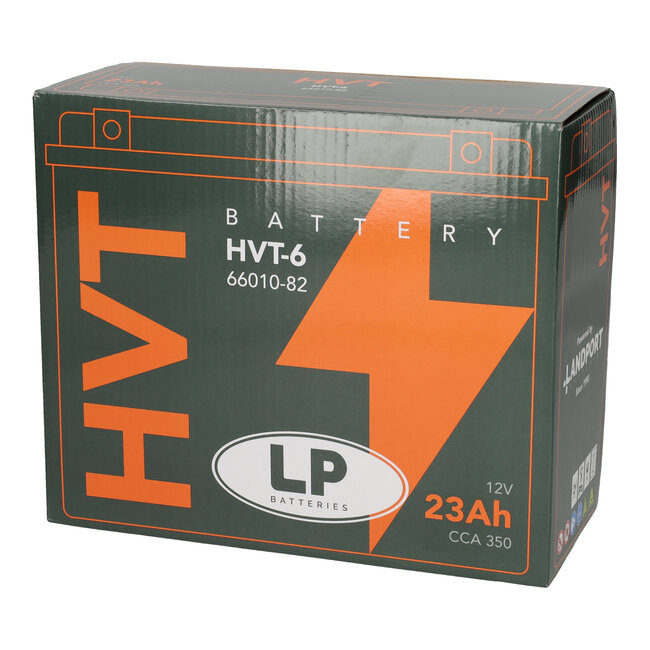 Landport (LP) HVT-6 Harley accu AGM 12 volt 23 ah (MH HVT-6) met de + rechts voor
