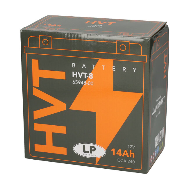 Landport (LP) HVT-8 Harley accu AGM 12 volt 14 ah (MH HVT-8) met de + links voor