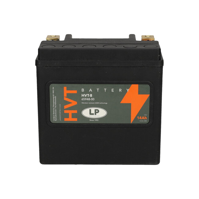Landport (LP) HVT-8 Harley accu AGM 12 volt 14 ah (MH HVT-8) met de + links voor