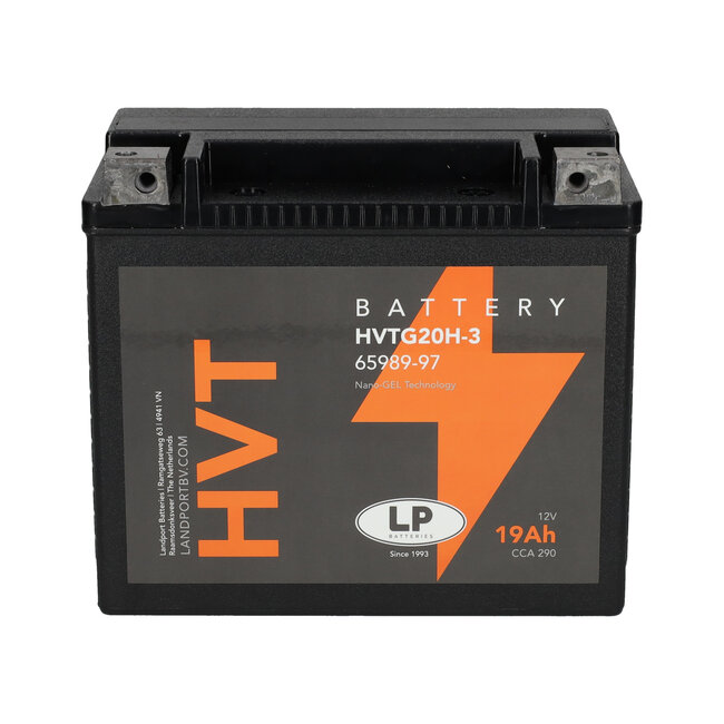 Landport (LP) Harley accu HVTG20H-3 (MH GHD20H-3) 12 volt 19,0 ah met de + rechts voor