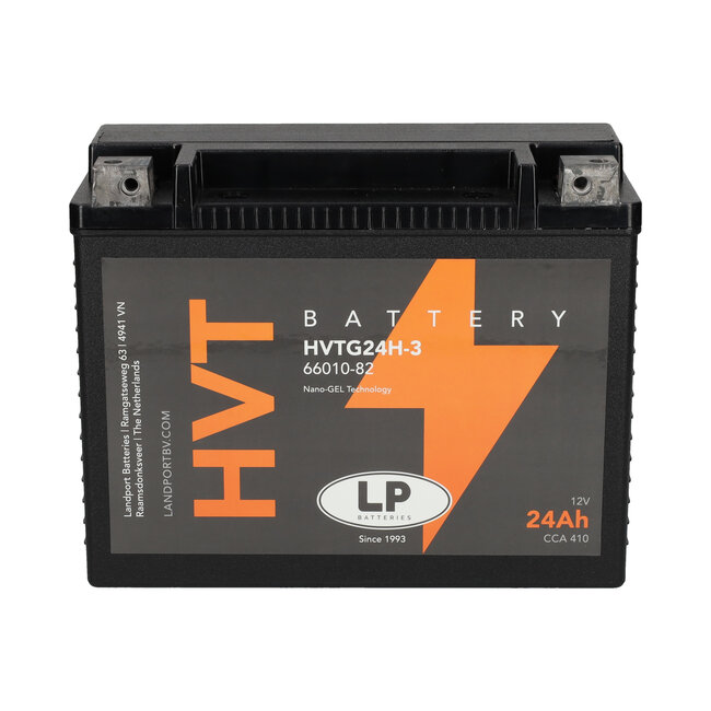 Landport (LP) Harley accu HVTG24H-3 (MH GHD24H-3) 12 volt 24 ah met de + rechts voor
