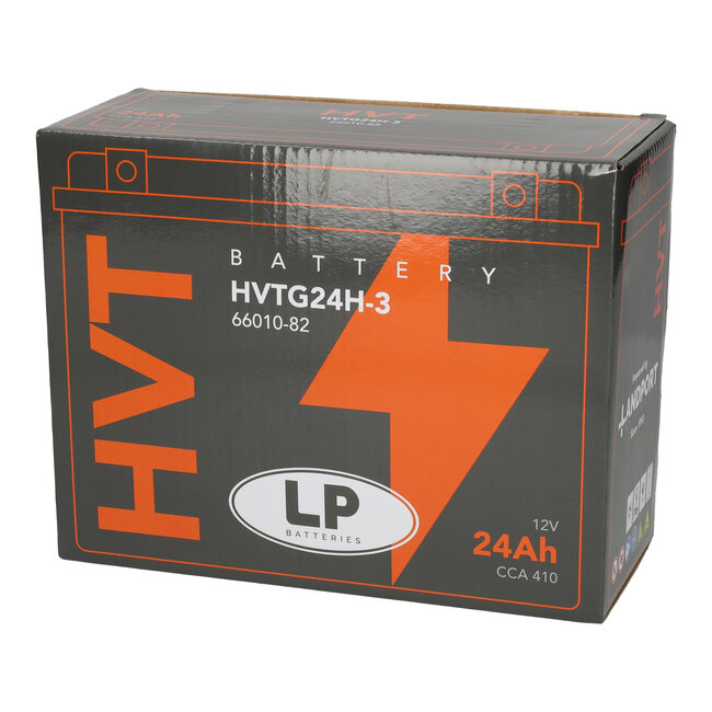 Landport (LP) Harley accu HVTG24H-3 (MH GHD24H-3) 12 volt 24 ah met de + rechts voor