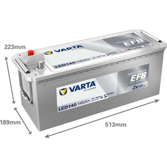 Varta LED140 accu 12 volt 140 ah Dual Purpose EFB