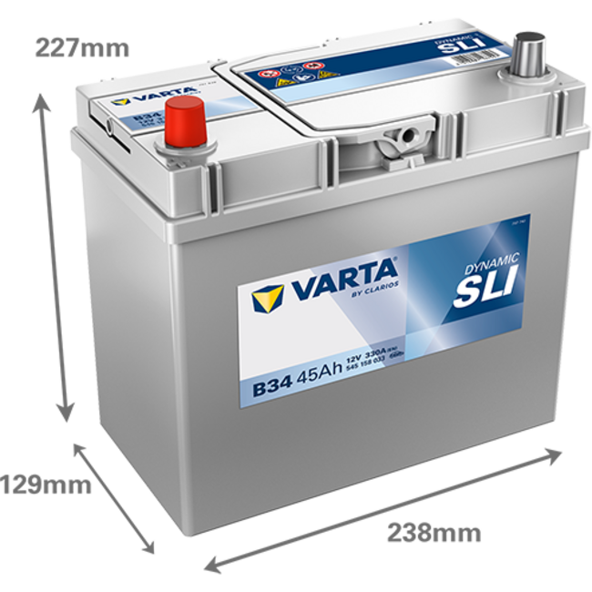 Varta Auto accu 12 volt 45 Ah SLI Dynamic type B34
