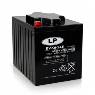 Landport (LP) 6 volt 245 ah type EVX 6-245 AGM Deep Cycle accu