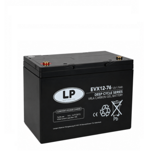 Landport (LP) AGM-GEL-Carbon accu EVX12-76 Deep Cycle 12 v 76 ah