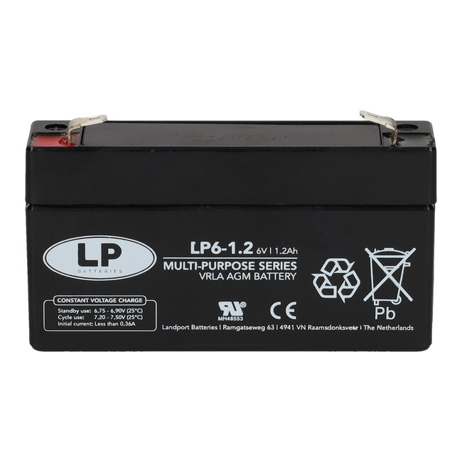 Landport (LP) VRLA-LP accu 6 volt 1,2 ah LP6-1,2