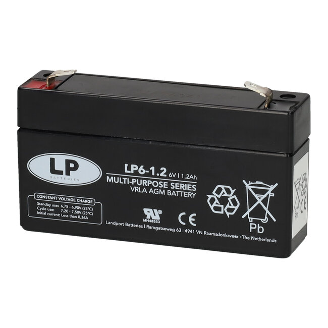 Landport (LP) VRLA-LP accu 6 volt 1,2 ah LP6-1,2