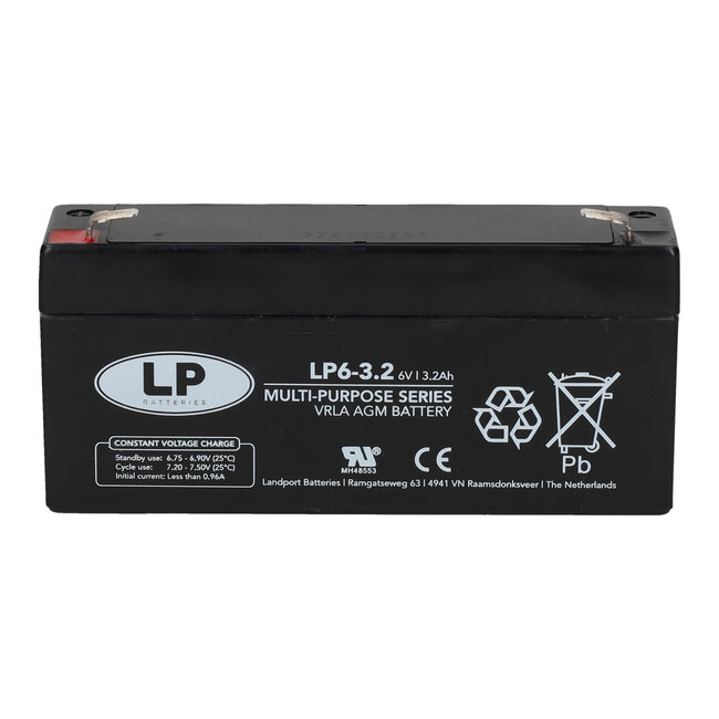 Landport (LP) VRLA-LP accu 6 volt 3,2 ah LP6-3,2