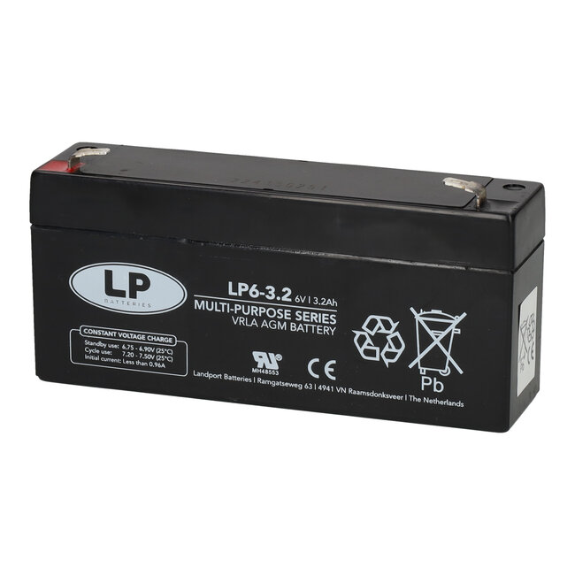 Landport (LP) VRLA-LP accu 6 volt 3,2 ah LP6-3,2