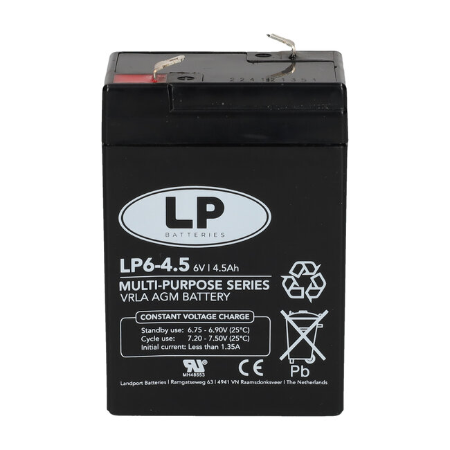Landport (LP) VRLA-LP accu 6 volt 4,5 ah LP6-4,5