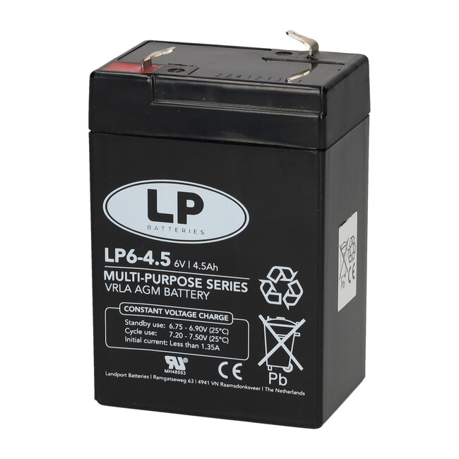 Landport (LP) VRLA-LP accu 6 volt 4,5 ah LP6-4,5