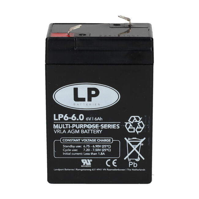 Landport (LP) VRLA-LP accu 6 volt 6,0 ah LP6-6,0