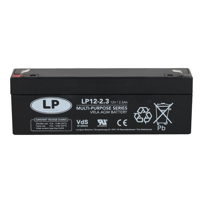 Landport (LP) VRLA-LP accu 12 volt 2,3 ah LP12-2,3 VDS