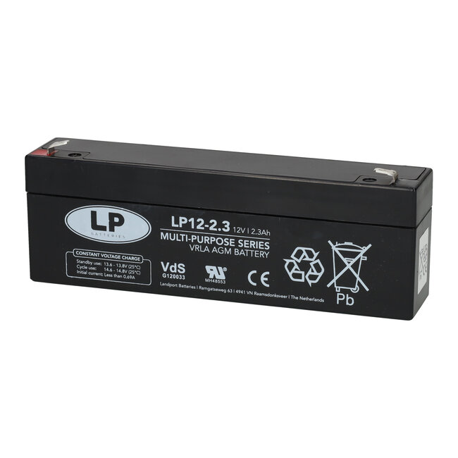 Landport (LP) VRLA-LP accu 12 volt 2,3 ah LP12-2,3 VDS