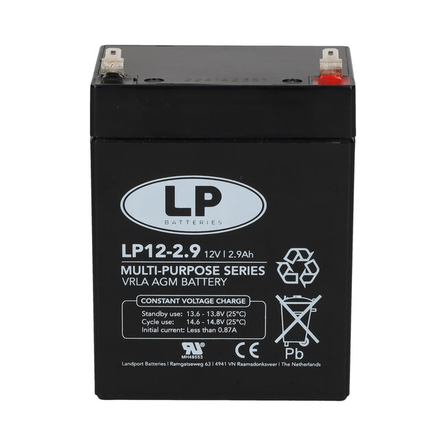Landport (LP) VRLA-LP accu 12 volt 2,9 ah LP12-2,9