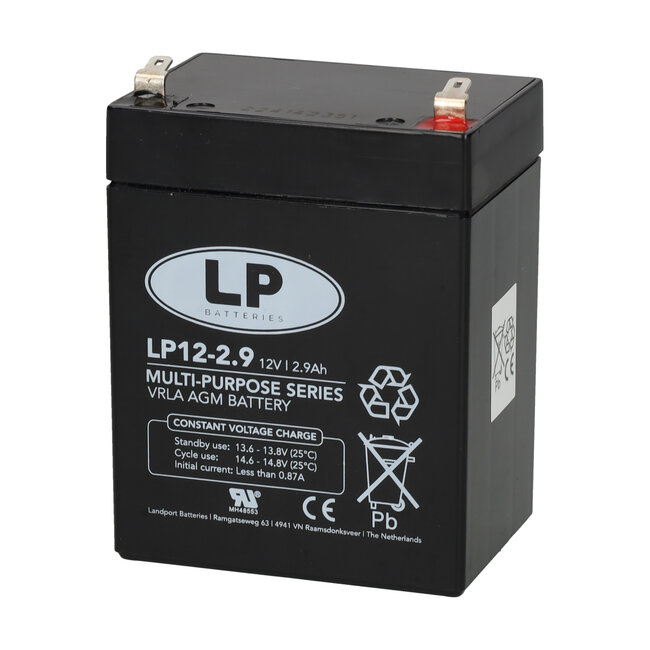 Landport (LP) VRLA-LP accu 12 volt 2,9 ah LP12-2,9