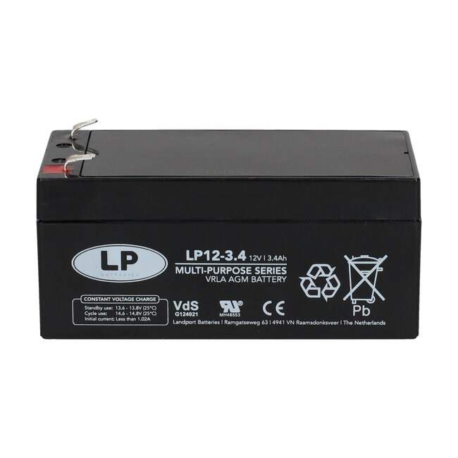 Landport (LP) VRLA-LP accu 12 volt 3,4 ah LP12-3,4 VDS