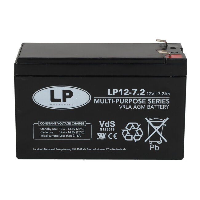 Landport (LP) VRLA-LP accu 12 volt 7,2 ah LP12-7,2 VDS (t2)