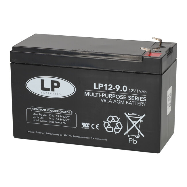 Landport (LP) VRLA-LP accu 12 volt 9 ah LP12-9