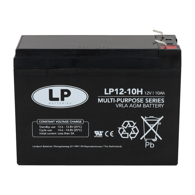 Landport (LP) 2x AGM accu 12 volt 10,0 ah type LP12-10H