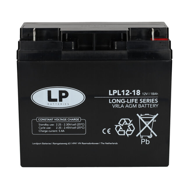 Landport (LP) VRLA-LP accu 12 volt 18.0 ah LP12-18 T3 VDS