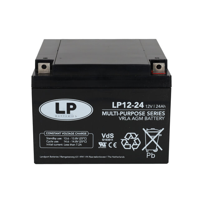 Landport (LP) VRLA-LP accu 12 volt 24.0 ah LP12-24 T3 VDS