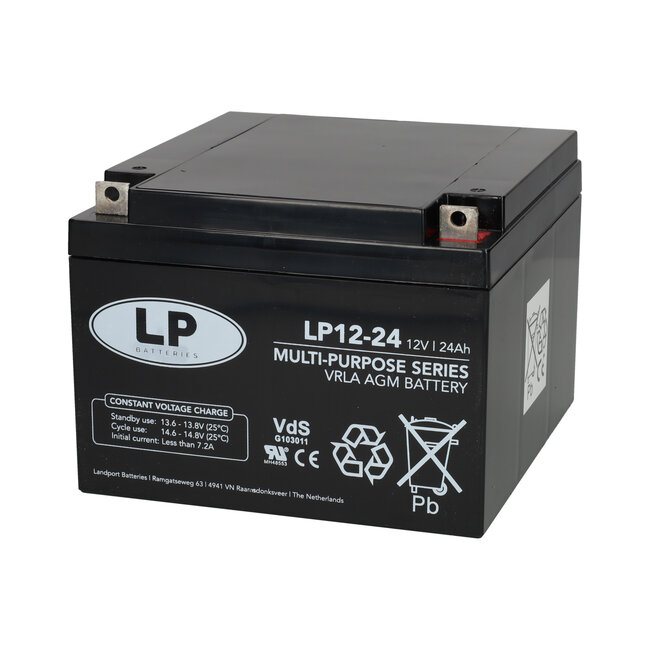 Landport (LP) VRLA-LP accu 12 volt 24.0 ah LP12-24 T3 VDS