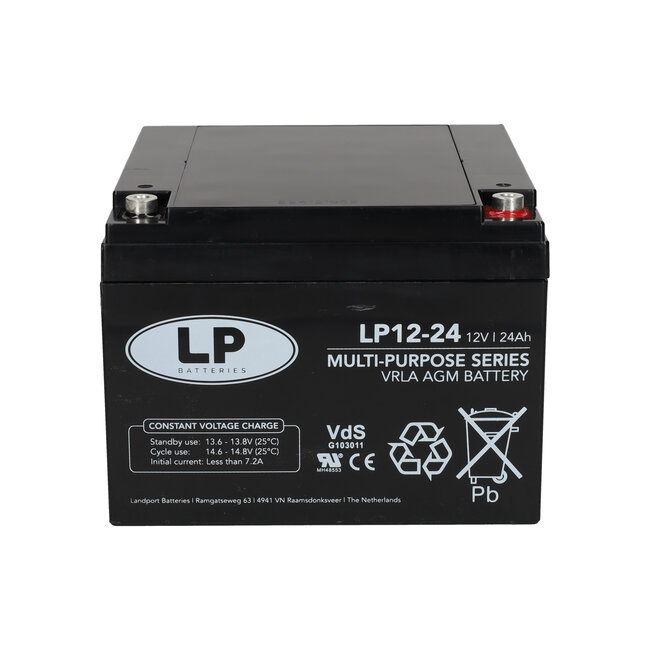 Landport (LP) VRLA-LP accu 12 volt 24.0 ah LP12-24 T12 VDS