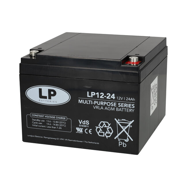 Landport (LP) VRLA-LP accu 12 volt 24.0 ah LP12-24 T12 VDS