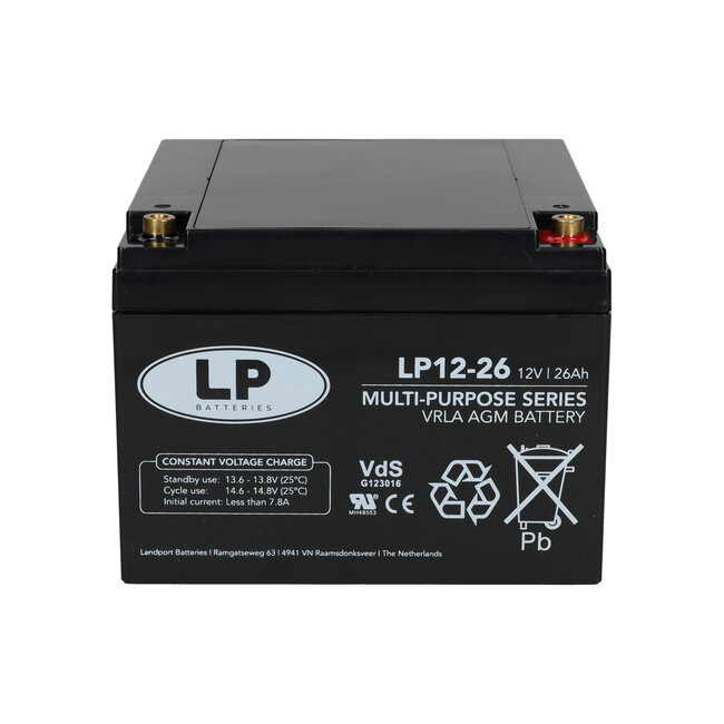 Landport (LP) VRLA-LP accu 12 volt 26.0 ah LP12-26 T12 VDS