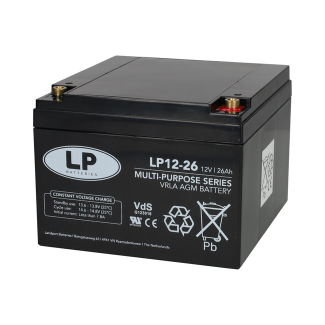 Landport (LP) VRLA-LP accu 12 volt 26.0 ah LP12-26 T12 VDS