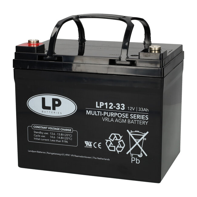 Landport (LP) VRLA-LP accu 12 volt 33.0 ah LP12-33