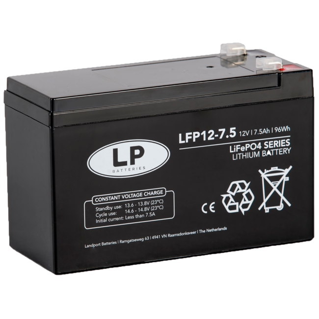 Landport (LP) Lithium accu LFP V12,8-7,5 LiFePo4 12 volt 7,5 Ah 96 Wh