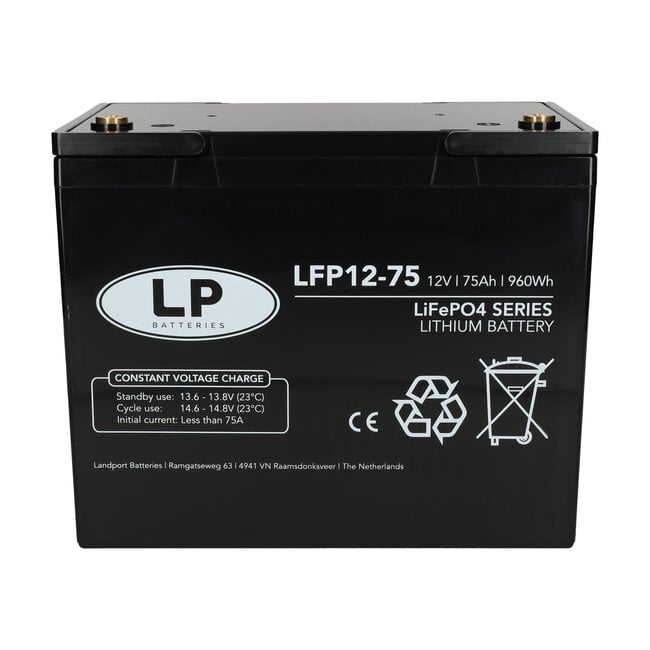 Landport (LP) Lithium accu LFP V12,8-75 LiFePo4 12 volt 75 Ah 960 Wh