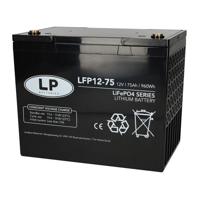 Landport (LP) Lithium accu LFP V12,8-75 LiFePo4 12 volt 75 Ah 960 Wh