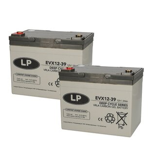Landport (LP) 2x EVX12-39 AGM / GEL / Carbon accu's 12 volt 39 ah