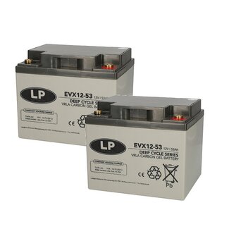 Landport (LP) 2x EVX12-53 AGM / GEL / Carbon accu's 12 volt 53 ah