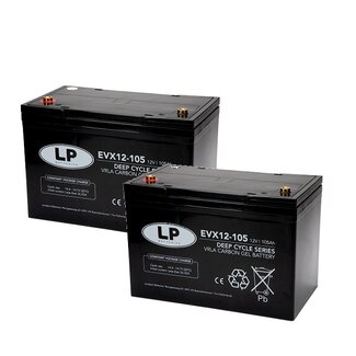 Landport (LP) 2x EVX12-105 AGM / GEL / Carbon accu's 12 volt 105 ah