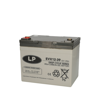 Landport (LP) EVX12039 Deep Cycle 12 v 39 ah AGM / GEL / Carbon technologie accu