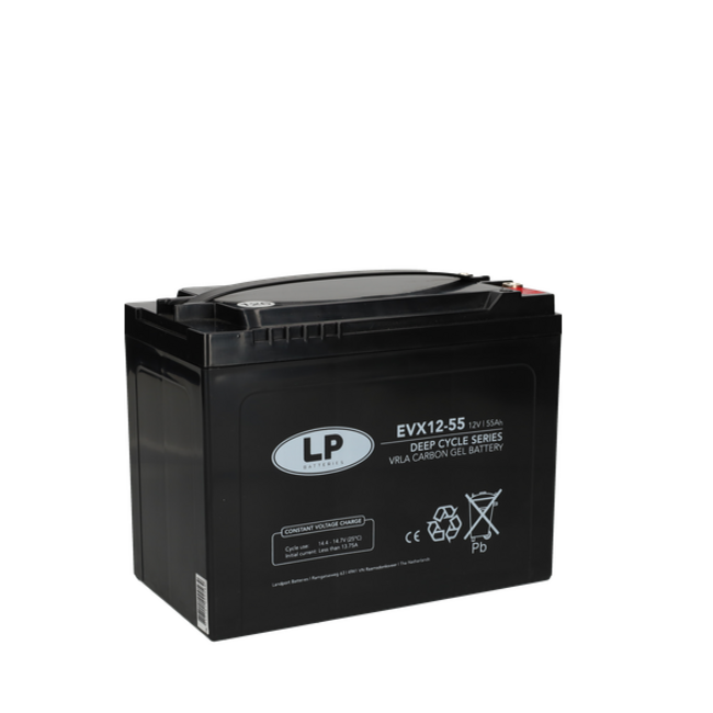 Landport (LP) 2x EVX12-55 AGM / GEL / Carbon accu's 12 volt 55 ah