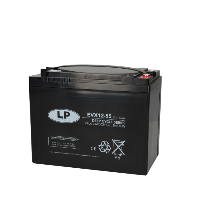 Landport (LP) 2x EVX12-55 AGM / GEL / Carbon accu's 12 volt 55 ah