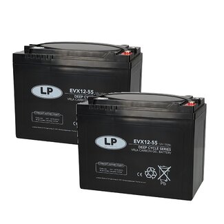 Landport (LP) 2x EVX12-55 AGM / GEL / Carbon accu's 12 volt 55 ah