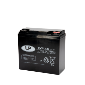 Landport (LP) EVX12025 Deep Cycle 12 v 25 ah AGM / GEL / Carbon technologie accu