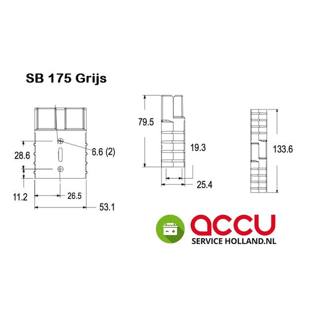 Anderson Power Grijze stekker / connector SB 175 Anderson