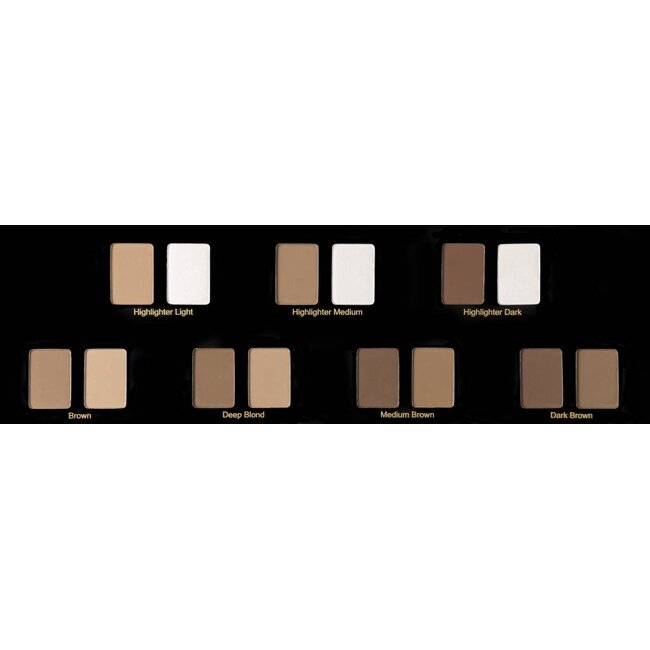 CHRISTIAN FAYE Wenkbrauwpoeder DUO Highlighter set, compleet met sjablonen en kwast - Dark