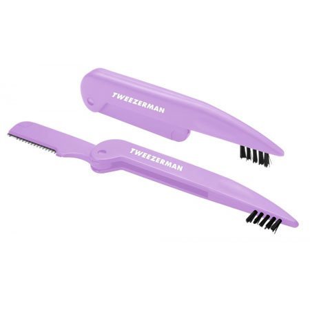 Opvouwbaar scheermesje en borsteltje paars