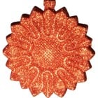 bloemornament ca 8cm rond glitter oranje