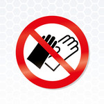 Sticker verboden handschoenen te dragen