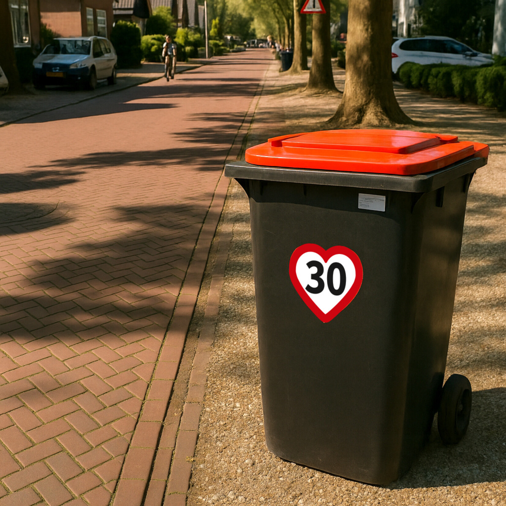 Opvallende verkeerssticker voor een veiligere straat